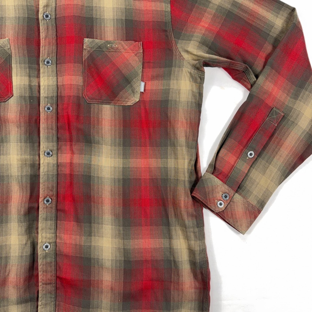 Simms Fishing Plaid Flannel Shirt Tencel Blend XXL Red Brown Herringbone Mens - Picture 4 of 8